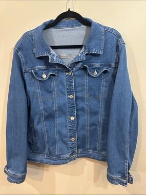Women's Blue Denim Jean Jacket - Classic Casual Trucker Shape, 2XL